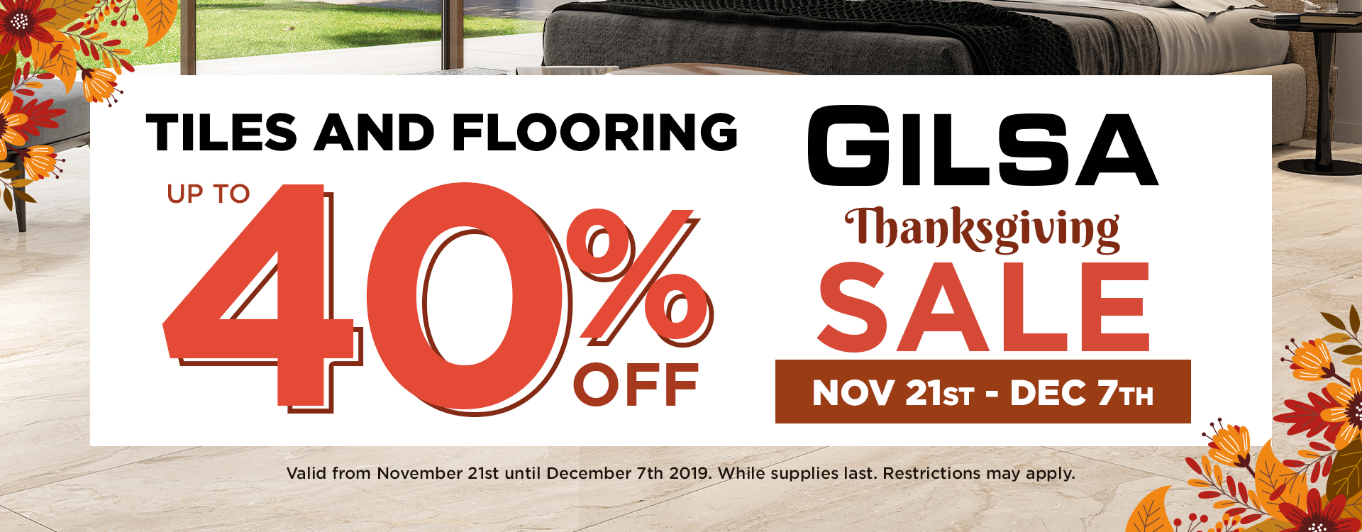 Tile Flooring Black Friday & Thanksgiving Sale 2019 (Valid Till: December 7, 2019)