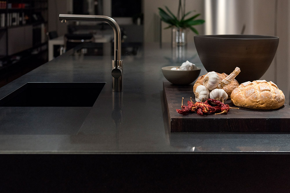 Close up to kitchen's granite countertop